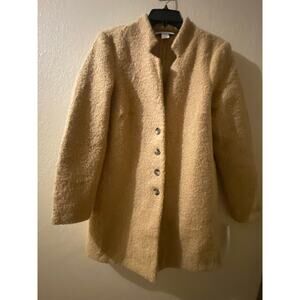 Carole Wren Tan Fuzzy Textured Boucle Jacket Size Large